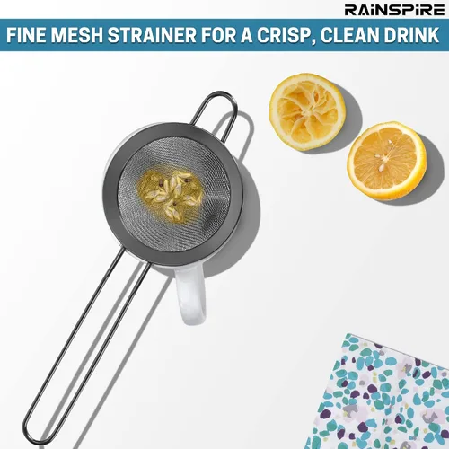 Miniatura 5 de Rainspire Colador pequeño de acero inoxidable de malla fina, mini colador de cóctel para cócteles, hierbas de té, café y bebidas, colador de té