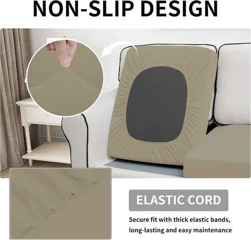 Miniatura 3 de Easy-Going Funda de cojín impermeable para silla, antideslizante, a prueba de fugas, acolchada y elástica, protector de muebles para perros, Beige