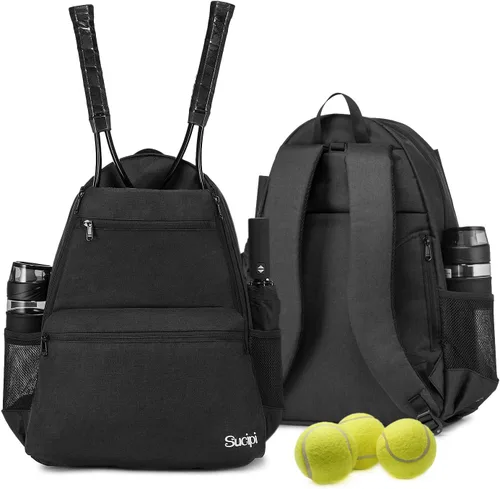 Sucipi Bolsa de Tenis Profesional Mochila de Tenis para Hombres y Mujeres Bolsas de Raqueta con Capacidad para 2 Raquetas con Compartimento