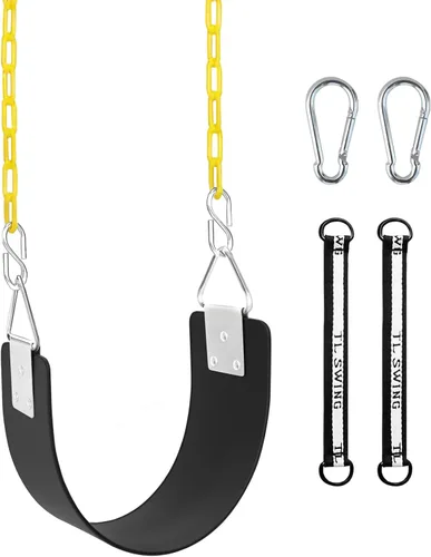 Juego de columpio con anillo triangular de metal y cadenas antioxidantes de 66 pulgadas, accesorios de reemplazo de columpio con ganchos de presión