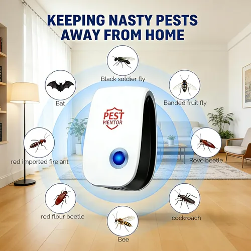 Miniatura 2 de Repelente ultrasónico de plagas, dispositivo repelente de roedores e insectos para ratones, ratas, cucarachas, hormigas, arañas, control de plagas