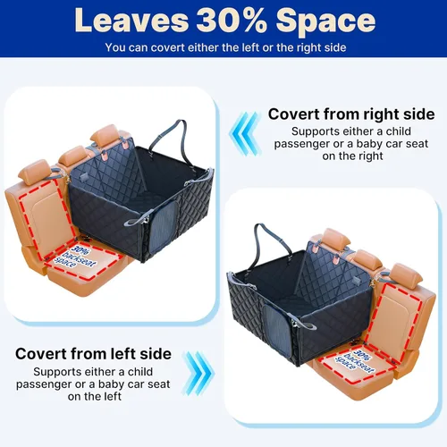 Miniatura 6 de Extensor de asiento trasero convertible para perros, plegable de 400 libras, funda de asiento de automóvil para perro con parte inferior dura