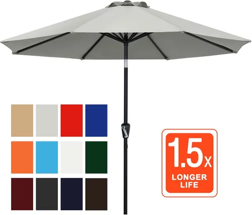 Miniatura 2 de ABCCANOPY Sombrilla de patio al aire libre de 9 pies, sombrilla de mesa de 8 varillas con manivela para una fácil instalación, adecuada para jardín