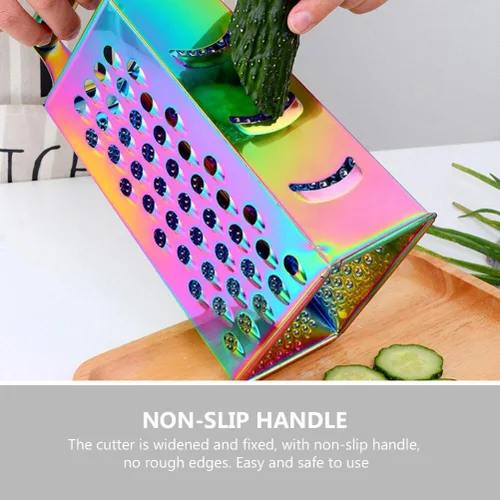Miniatura 2 de UPKOCH Caja de acero inoxidable Rallador de queso con mango Cortador de cocina Triturador Zester Herramienta de picadora de ajo para queso, verduras
