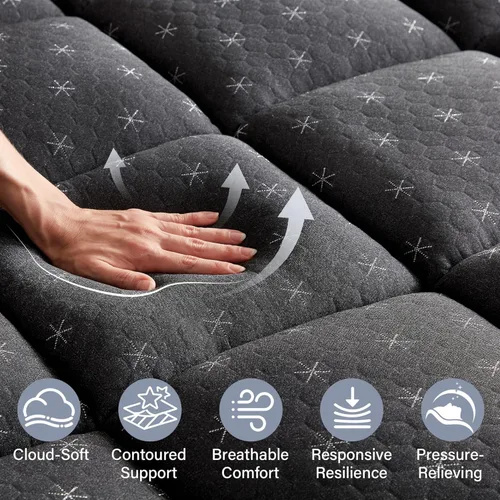 Miniatura 6 de Anluoer - Cubrecolchón de espuma viscoelástica para cama individual para dolor de espalda, protector de colchón con relleno alternativo tipo