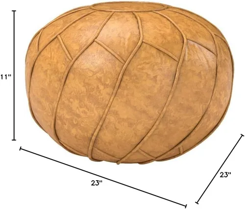 Miniatura 3 de Moderner Puf de piel sintética otomana sin relleno, reposapiés marroquí, cojín para reposapiés, solución de almacenamiento, color marrón natural