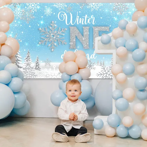 Miniatura 5 de Fondo de invierno Onederland para fiesta de primer cumpleaños, cartel de invierno para primer cumpleaños, fotografía de primer cumpleaños para bebé