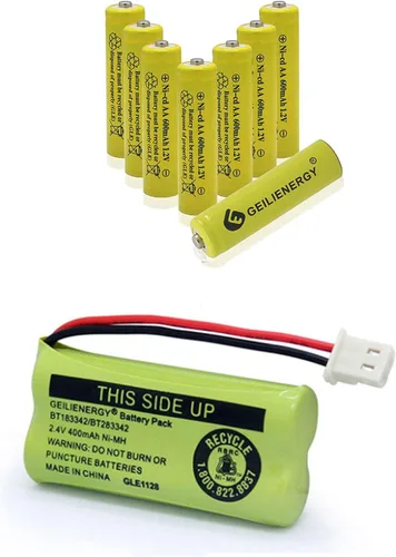 Paquete de 2 baterías BT183342 BT283342 BT162342 BT262342 BT166342 BT266342 BT266342 con 8 pilas recargables AA para luces solares