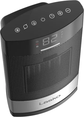 Miniatura 9 de Lasko Ellipse - Calentador de mesa de cerámica para el hogar con interruptor de vuelco, bloqueo para niños, pantalla digital, termostato, modo