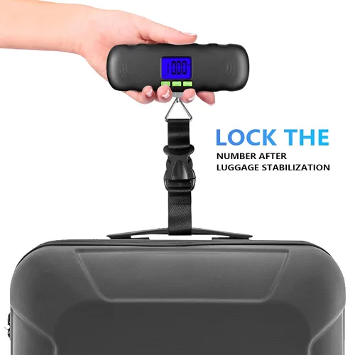 Miniatura 4 de UNIWEIGH Báscula digital de equipaje, báscula portátil de equipaje colgante de 110 libras con retroiluminación para viajes, báscula