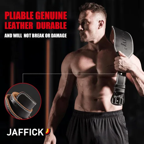 Miniatura 5 de Cinturón de levantamiento de pesas de cuero genuino para hombres, cinturón de pesas para gimnasio, soporte lumbar para espalda, levantamiento