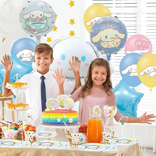 Miniatura 6 de Paquete de 40 suministros de fiesta de Cinnamorolls 20 platos, 20 servilletas para decoración de fiesta de cumpleaños de Cinnamorolls