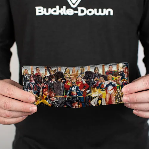 Miniatura 4 de Buckle-Down Billetera de DC Comics para hombre, plegable, Society of America Issue 26 Alex Ross Cover Pose, cuero vegano, Liga de la Justicia, 4.0 x