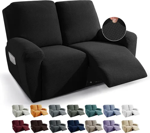 Miniatura 41 de JIVINER Fundas de sofá reclinable de 8 piezas, fundas elásticas de jacquard para sofá reclinable, fundas para sala de estar, protector suave de 3