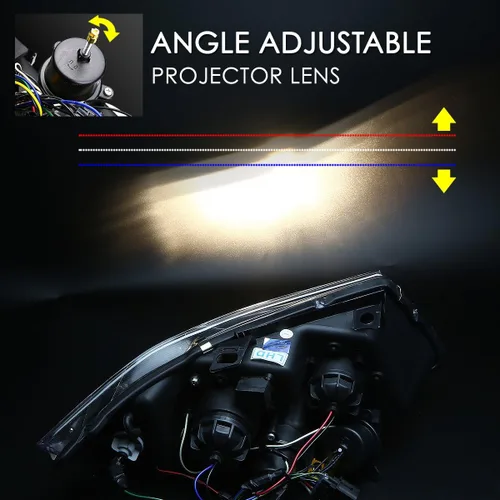 Miniatura 4 de DNA MOTORING HL-3D-E9005-BK - Faros delanteros negros con anillo de halo 3D, haz alto y bajo, con señales de giro ámbar, compatibles con BMW 323i