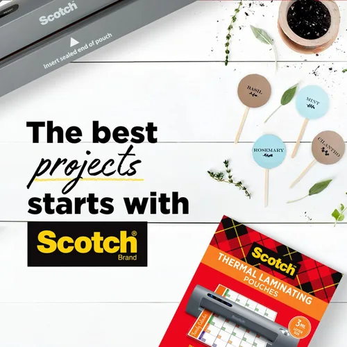 Miniatura 11 de Scotch Paquete de laminador térmico y bolsa, sistema de 2 rodillos, laminado de hasta 9 pulgadas de ancho (TL901X) con bolsas de laminación Scotch