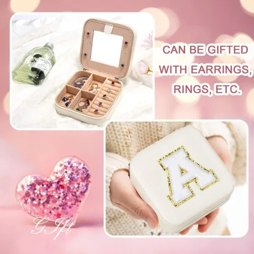 Miniatura 7 de Parima Joyero grande para niñas, joyero con inicial de viaje para niñas Caja organizadora de joyas grande Joyero de viaje organizador de joyero