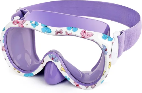 Miniatura 33 de Gafas de natación para niños, antifugas, máscara de Snork con cubierta de nariz y correa de tela elástica, gafas de natación con protección UV