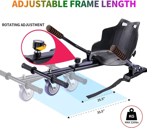 Miniatura 5 de SIMATE Aeropatineta con combinación de accesorios de asiento, 6.5 pulgadas, autoequilibrante, con altavoces Bluetooth y luces LED para niños
