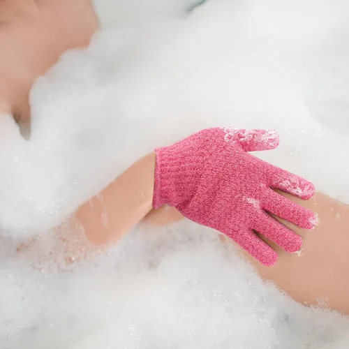 Miniatura 7 de Evridwear Guantes Exfoliantes para Ducha, 100% Nylon Gruesos Suaves Medianos Pesados Guantes de Baño Removedor de Piel Muerta Exfoliante Corporal