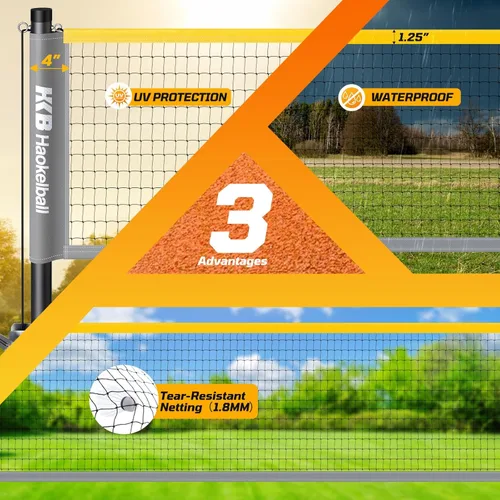 Miniatura 5 de Haokelball Juego de bádminton profesional para patio trasero y exteriores, red de bádminton resistente con diseño antideslizante, juego de 4