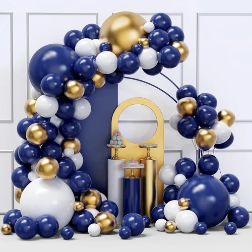 Miniatura 21 de Kit de arco de guirnalda de globos de color dorado y negro, 134 globos metálicos dorados y negros con diferentes tamaños para graduación