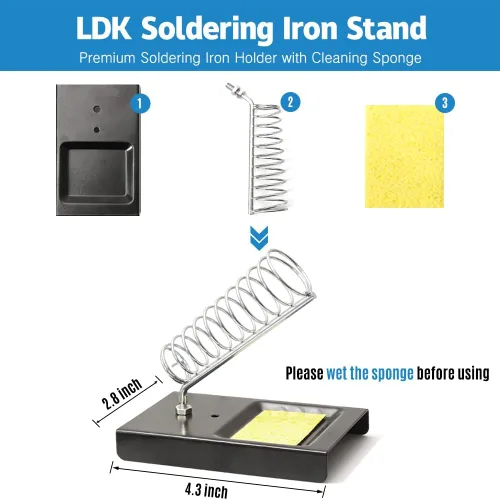 Miniatura 5 de LDK Kit de soldador de 60 W, pistola de soldadura eléctrica de temperatura ajustable, herramientas de soldadura con interruptor de 11 en 1