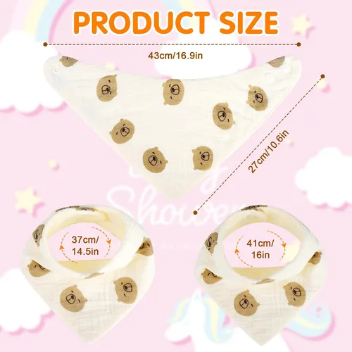 Miniatura 8 de Accmor Muslin Baby Bibs, Soft Baby Bandana Drool Bibs for Baby Girls Boys, Bib for Drooling Teething