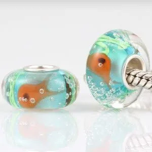 Miniatura 4 de Abalorio de pez pequeño de plata de ley 925 con dije de animal de espuma, cuentas de cristal de Murano, pulseras de moda para mujer, Plata esterlina