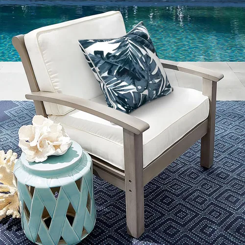 Miniatura 452 de Juego de 2 almohadas para exteriores de 16 x 16 pulgadas, repelentes al agua con interiores, para muebles de patio, hogar, jardín, geometría bohemia