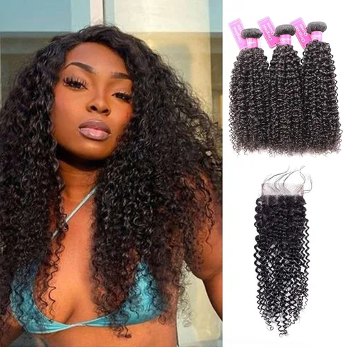 Miniatura 9 de Original Queen 100% Cabello Humano Brasilero Sin Procesar, Virgen, Rizado y Ondulado Tejido, 4 Paquetes de Extensiones de Cabello Rizado Profundo