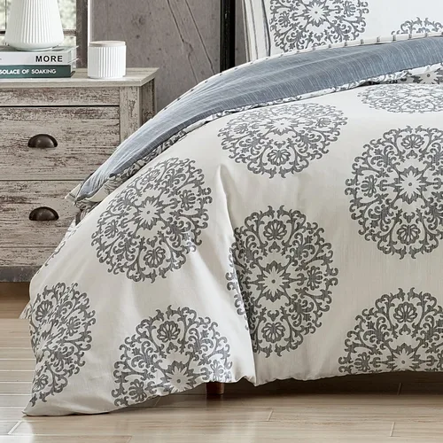 Miniatura 6 de Stone Cottage - Juego de funda de edredón tamaño Queen, ropa de cama reversible de satén de algodón con fundas a juego, juego de cama ideal