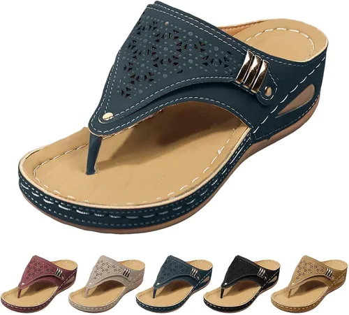 Miniatura 9 de Generic Sandalias ortopédicas de cuña con soporte de arco para mujer, sandalias informales de punta abierta, unisex para adultos