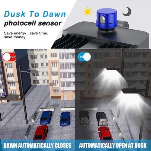 Miniatura 2 de ledmo Paquete de 3 luces LED de estacionamiento con fotocélula deslizante Fitter 26000lm al aire libre del atardecer al amanecer, caja de zapatos