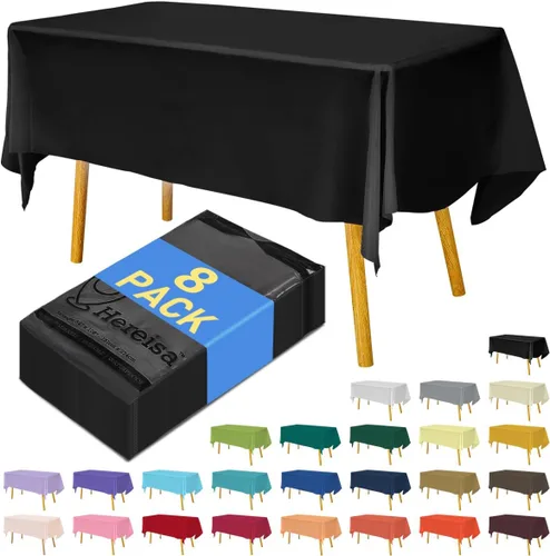 Miniatura 155 de Paquete de 3 manteles de plástico desechables de 54 x 108 pulgadas, manteles de color blanco hueso, manteles de fiesta nupcial para fiestas
