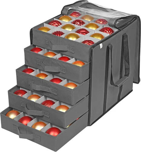 Miniatura 6 de ProPik Cajas de Almacenamiento de Adornos Navideños con Divisores - 5 Bandejas Separadas - Soporte para Adornos - Mantiene 100 Adornos Navideños