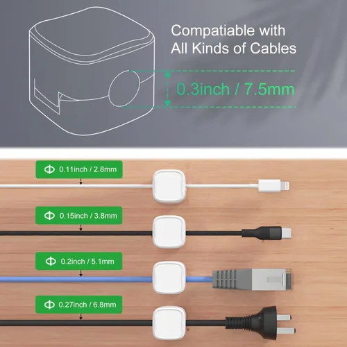 Miniatura 3 de Rangrak - Paquete de 6 clips magnéticos para cables, organizador de cables debajo del escritorio, organizador de cables adhesivo Rangrak
