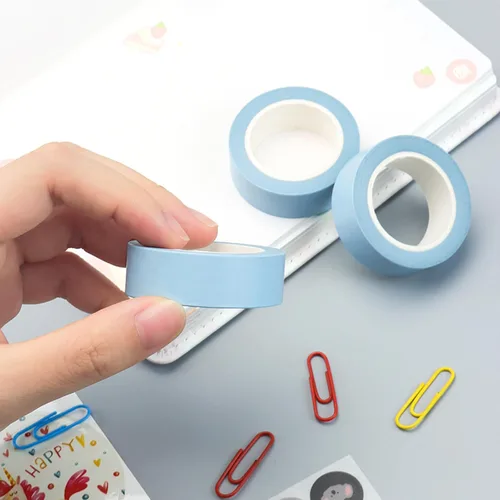 Miniatura 3 de NatSumeBasics 3 Cintas Washi Azul Claro Lisas Cinta Adhesiva Decorativa para Enmascarar, 32 Pies Cintas Autoadhesivas para Embalaje Decoración