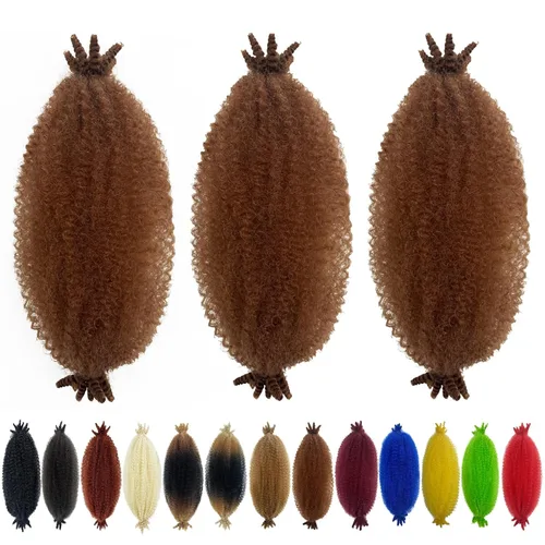 Miniatura 32 de Trenzas de pelo rizado anudadas a crochet estilo afro Marley, 12 pulgadas, pelo pre-separado y trenzado en resorte, trenzas de pelo afro rizado y 4#