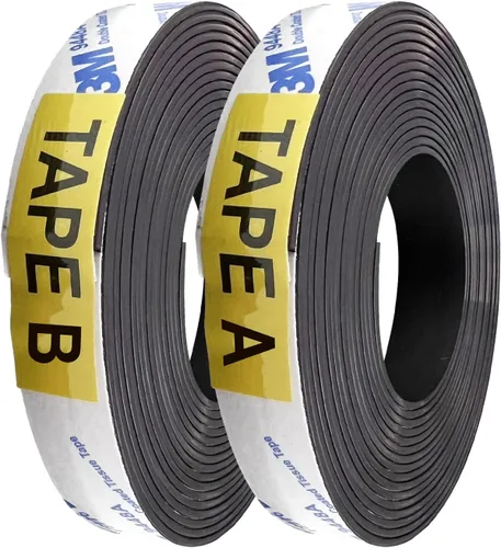 Cinta magnética A+B, tira de cinta magnética interabsorbente, tiras magnéticas con respaldo adhesivo para pantalla de mosca (6.6 pies + 6.6 pies)