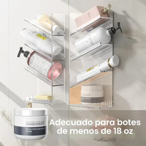 Miniatura 5 de AITEE Organizador de Baño Acrílico Caddy, Soporte Transparente para Champú Montado en la Pared, Organizador de Ducha con Ventosa, Sin Perforaciones
