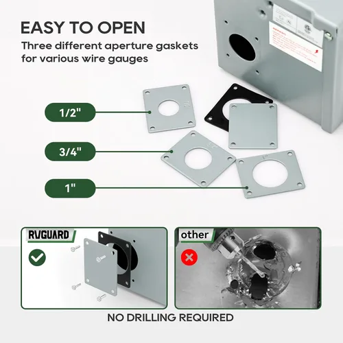 Miniatura 4 de RVGUARD Caja de toma de corriente de 50 amperios 125/250 voltios RV/EV, cerrada con cerradura resistente a la intemperie, panel de receptáculo