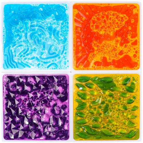 Azulejos sensoriales para piso, juego de 4 alfombrillas texturizadas para jugar, almohadillas de 12 x 12 pulgadas para niños, azulejos decorativos