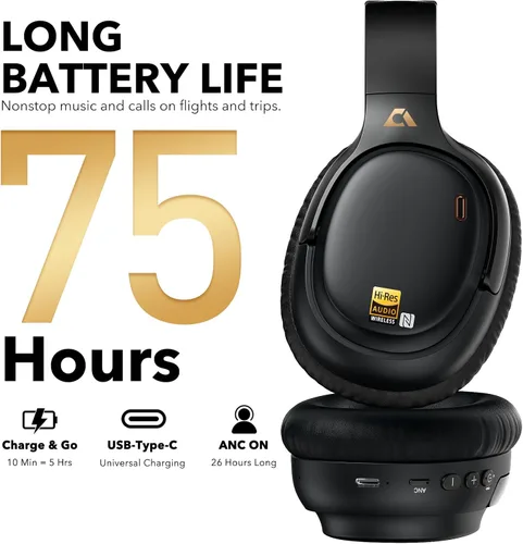 Miniatura 4 de 1Mii Auriculares híbridos E700 con cancelación activa de ruido, Bluetooth inalámbrico de alta resolución LDAC, cómodos sobre la oreja para viajeros