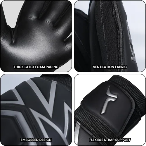 Miniatura 6 de Kalci Guantes de portero de fútbol con acolchado de espuma de látex para niños/adultos, protección de dedos transpirables, guantes de portero