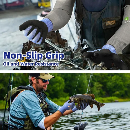 Miniatura 6 de Schwer A4 AIR-SKIN - Guantes de trabajo resistentes a los cortes con extremadamente ligeros y delgados, guantes de agarre para pesca, trabajo