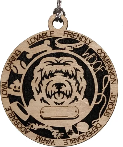 Miniatura 77 de Adorno de Navidad personalizado de madera para perro de 3 pulgadas, nombre y texto personalizables, hecho a mano en Estados Unidos, diseño de corte