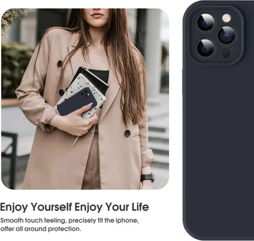 Miniatura 7 de Supdeal Funda de silicona líquida para iPhone 12 Pro Max, [protección de cámara] [antihuellas dactilares] [carga inalámbrica] Funda protectora de 4