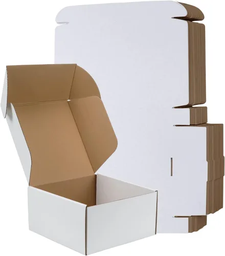 Miniatura 45 de RLAVBL Juego de 25 cajas de envío de 10 x 8 x 3, caja de cartón corrugado blanca para embalaje, correo, negocios Blanco