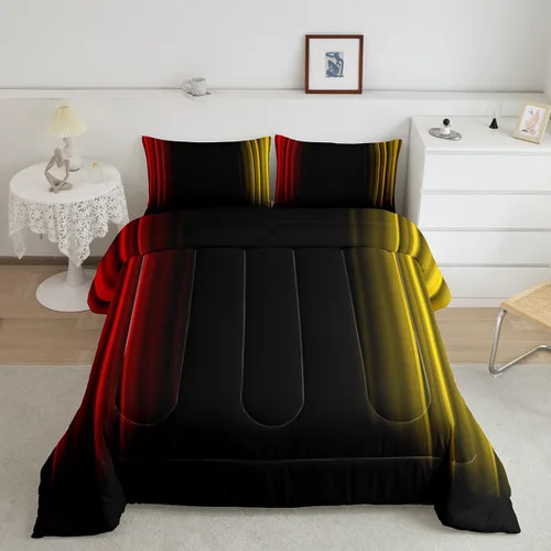 Miniatura 37 de Feelyou Juego de edredón geométrico degradado para adolescentes, tamaño individual, para niños y mujeres, azul, rojo y negro, juego de ropa de cama